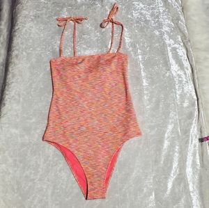Aerie Orange Multicolored One Piece Swimsuit